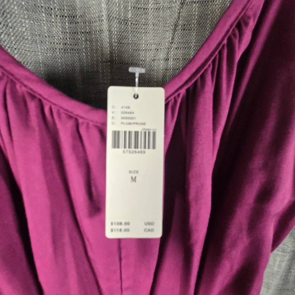 Anthropologie Saturday/Sunday Plum Purple Tie Waist Jogger Jumpsuit Medium NWT - Picture 3 of 4